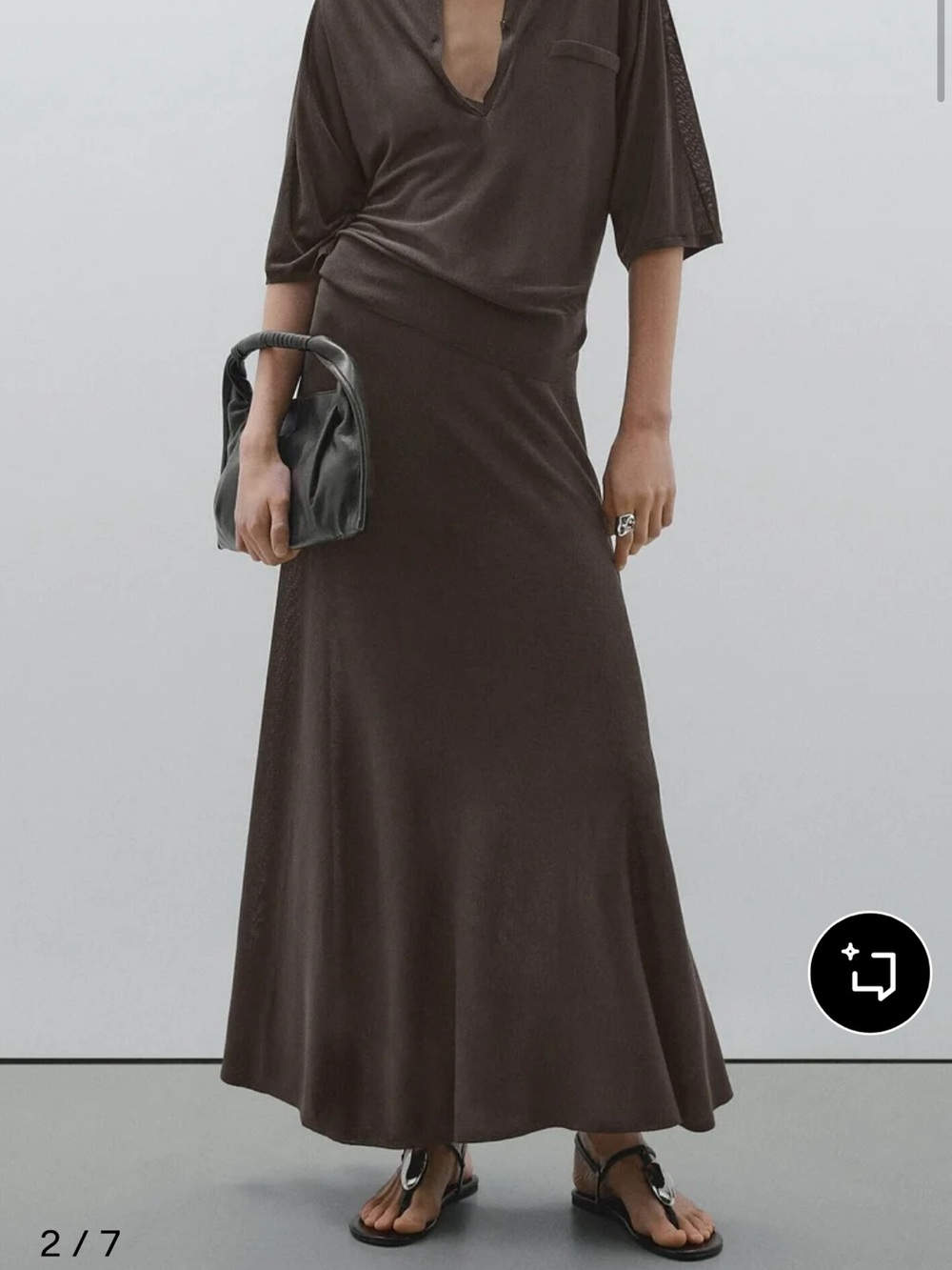 Massimo Dutti NWT lyocell silk blend flared midi skirt brown 5209/712 - Picture 2 of 8